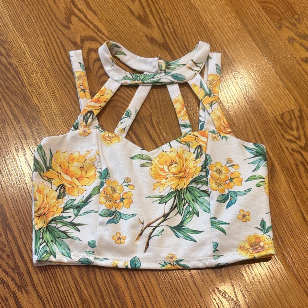 Abercrombie & Fitch Yellow Floral Crop Top
